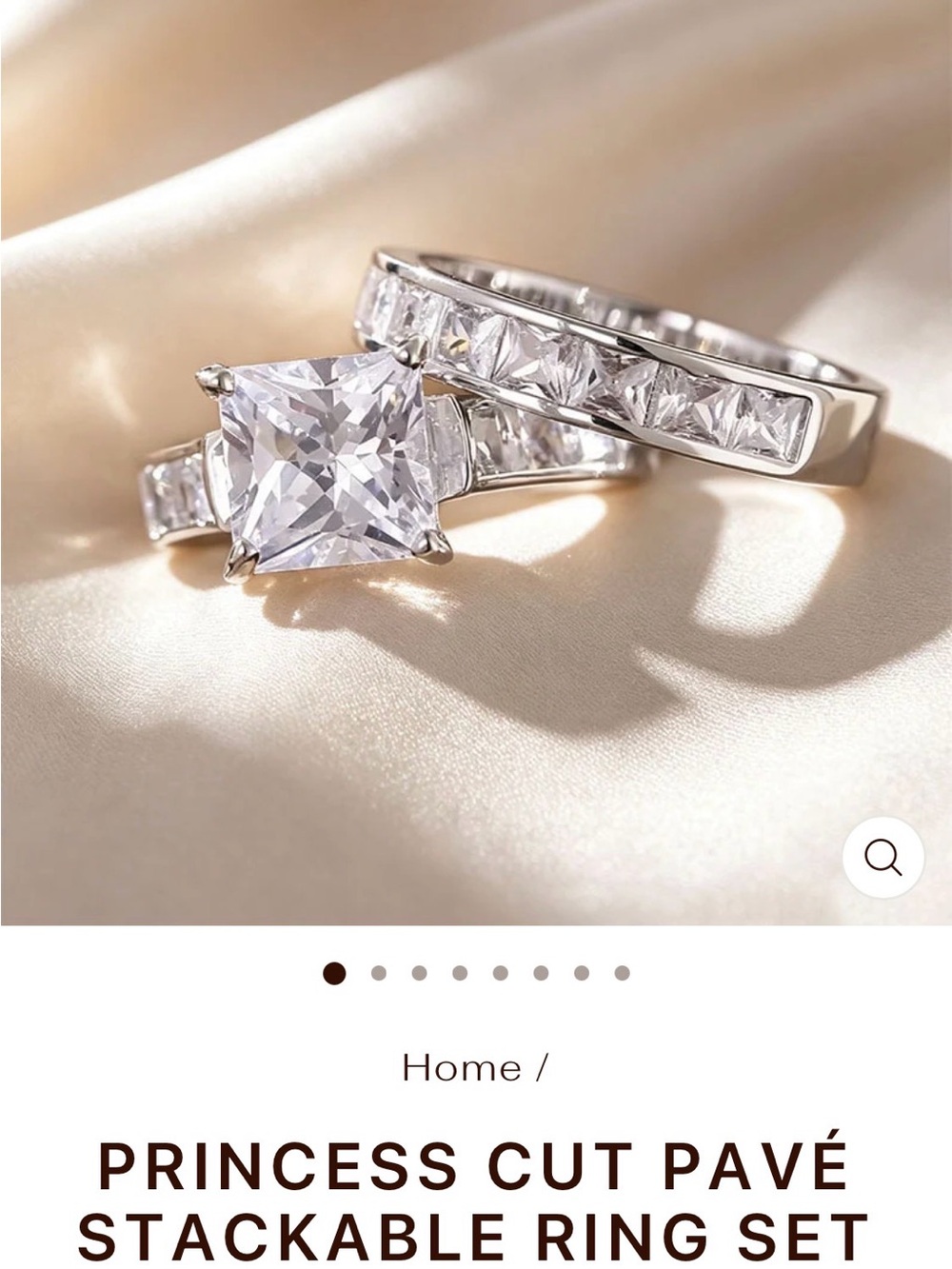 Princess Cut Pavé Stackable Ring Set - Silver